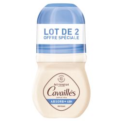 CAVAILLÈS DÉODORANT ABSORB+ 48h Anti-Traces Roll-On - Lot de 2x50ml