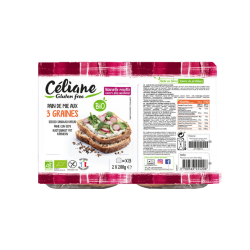 CÉLIANE PAIN DE MIE aux 3 Graines BIO - 2x200g