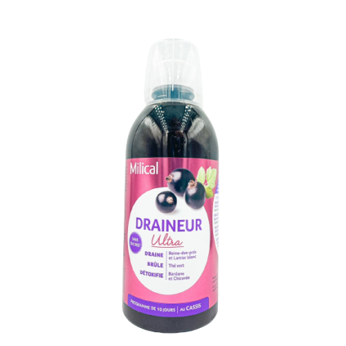 MILICAL DRAINEUR ULTRA Sans Sucre Goût Cassis - 500ml