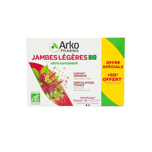 ARKOFLUIDES Jambes Légères BIO - 20 Ampoules + 10 Ampoules