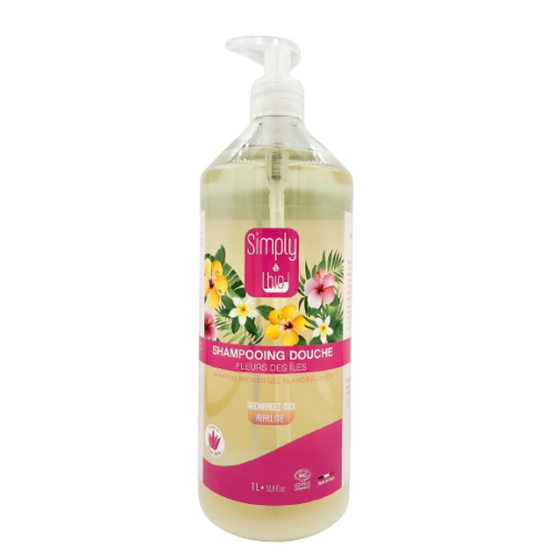 SIMPLY BIO SHAMPOOING DOUCHE Fleurs des Iles - 1L