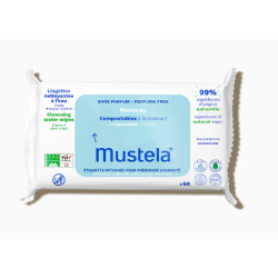 MUSTELA Lingettes Nettoyantes à l'Eau - 60 Lingettes