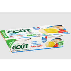 GOOD GOÛT BRASSÉ LAIT DE VACHE +6 mois Pomme Fraise - 2 Pots de