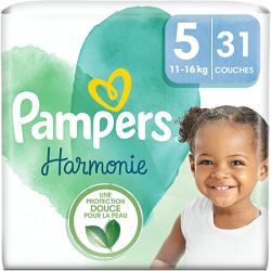 PAMPERS COUCHES HARMONIE Taille 5 (11 à 16kg) - 31 Changes